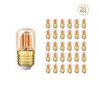 1fortunate Lights, Pack of 30, LED Filament Bulb, AC220V E27 1W T28 Mini Tubular Light Bulb Warm White 2200K Retro LED Chandelier Tube Lamp