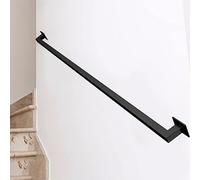 1ft-20ft Black Square Modern Stair Handrail Kit - Galvanized Industrial Iron Wall-Mounted Grab Bar for Indoor Stairs, Durable Safety Banister, 13.1ft Support
