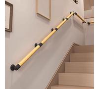 1ft~20ft Indoor Hand Rails Solid Wood Wall Mount Stair Banister Railing for Outdoor Corridor Lofts Kindergarten, Staircase Handrail with Wrought Iron Bracket(8ft/240cm)