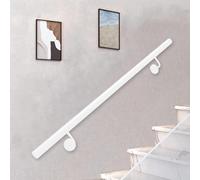 1ft-20ft Metal Hand Railings｜Modern Staircase Banister Hand Rail for Indoor and Outdoor Steps｜Wrought Iron Stair Handrail with Wall Holders｜White(2.6ft/80cm)
