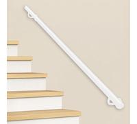 1ft-20ft Metal Hand Railings，Staircase Banister Hand Rail Wrought Iron Stair Handrail for Indoor and Outdoor Steps，Wall Mounted Stair Railing - Complete Kit，White(13.1ft/400cm)