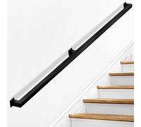 1ft-20ft Metal Stairs Banister Handrail, 60cm 90cm 1m 1.5m 2m 3m 4m 5m 6m Handrails for Stairs Indoor Outdoor Steps, Wall Mounted Non-Slip Industrial Iron Pipe Hand Rail, Black(2ft/0.6m)