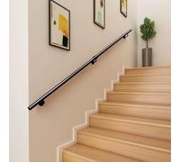 1ft-20ft Modern Stair Handrail Grab Bar Kit, Wall Mount Stairway Railing Assistive Support Rod for Villa Lofts Corridor Garden, Black Banister Hand Rails(8.2ft/250cm)