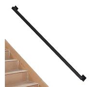 1ft - 20ft Modern Stair Railing, Gold Handrail for Stairs Indoor Outdoor Grab Rail Metal Wrought Iron Staircase Banister Hand Rails with Wall Mount Support Rod(Black,16.4ft/500cm)