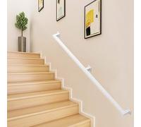 1ft - 20ft Modern Stair Railing, Stairs Handrail Banister Rail for Outdoor Steps or Indoor, White Metal Wrought Iron Square Pipe Safety Grab Bar(4ft/120cm)