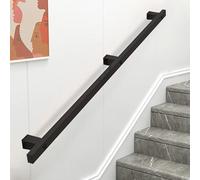 1ft-20ft Modern Stairs Handrail - Complete Kit，Metal Wrought Iron Staircase Banister Hand Rail for Indoor Outdoor Grab Rail Wall Mount Railings Safety Support Bar，Black(15ft/450cm)
