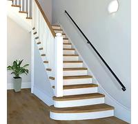 1ft-20ft Non-Slip Black Hand Railing for Stairs, Sturdy Safety Staircase Handrails, Wall Mount Industrial Iron Railing Pipe Handrail for Indoor Stairs Outdoor Deck Loft P,3 Feet