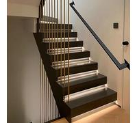 1ft-20ft Square Pipe Banister Handrail for Stairs Indoor and Outdoor, External Wall Mount Safety Hand Rail Support Bar Rails - Black Metal Wrought Iron Brackets Assistive,14ft