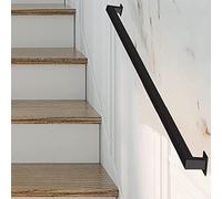 1ft-20ft Square Tube Staircase Handrails, Industrial Non-Slip Wrought Iron Wall Balustrade Handrail Banister Stair Foot Railing with Wall Mount Supports for Indoor Outdoo,17ft