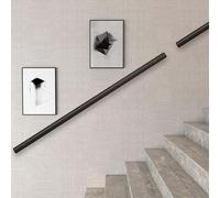 1ft/3ft/4ft/5ft/7ft/10ft/12ft/15ft/16ft/20ft Handrails for Stairs, Stainless Steel Banister Rail Support Kit, Black Round Grab Bar(10ft/300cm)