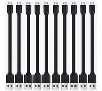 1ft Flat Micro USB Cable 10-Pack Bulk - Short USB A to Micro B Charging & Data Sync Cord for Android Devices