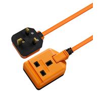 Masterplug One Socket Single Extension Lead, Unswitched, 10 Metre Cable, Heavy Duty, Rewireable, 1-Way Plug Extension Cable, Work Power, Permaplug, Orange, 13A, 1G, 10m, EXS13110O