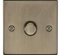 Knightsbridge CS2191AB Square Edge 1G 2-Way 10-200W (5-150W LED) Intelligent Dimmer - Antique Brass