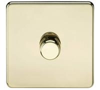 Knightsbridge SF2191PB Screwless 1G 2-Way 10-200W (5-150W LED) Intelligent Dimmer - Polished Brass