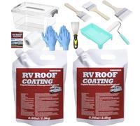 1Gal/128Fl.oz RV Roof Coating White,Waterproof RV Roof Sealan,Solar Reflective Sealant,Flexible Rubber Repair Coating for Trailers,Campers,Motorhomes Leak Repair