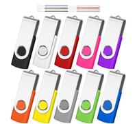 1GB USB Flash Drive 10 Pack, AreTop Premium USB2.0 Classic Swivel Memory Stick Thumb Drive Bulk Jump Drive Pack Computer Data Storage Pendrive, Mix Colors, 10PCS