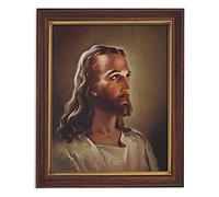1home: Sallman Head of Christ. 8x10 inch Print, Wood Frame, 10x12.5 inches, Wall Mountable