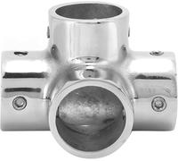 1in 4 - Way Handrail Fitting Tee Joint Connector, 316 Stainless Steel Marine Rail Accessory, Polished Anti - Rust Pipe Junction for Yachts Fishing Boats Speed Boats for Professional Maintenance, Ho...