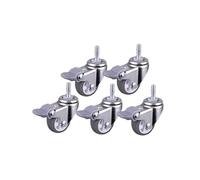 1Inch Grey Swivel Casters with Brake Set of 5 M6 Screw Locking Wheels Universal Replacement Wheels for Furniture Trolleys and Equipment