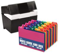 1InTheOffice 3x5 inch Index Card Box & Guide Set, 400 Capacity, Multicolor, A-Z Tabs