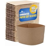 1InTheOffice Corrugated Coffee Cup Sleeves For 12oz 16 oz (100 Sleeves)