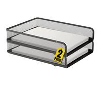1InTheOffice Desk Trays Stackable Letter Tray, Matte Black Wire Mesh Front-Load Paper Tray Organizer, (2 Pack)