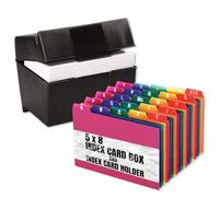 1InTheOffice Index Card Box & Holder 5x8, 400 Capacity & Guide Set A-Z, 1/5 Tab