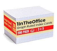 1InTheOffice Index Cards 3 x 5 Graph Ruled White, Assorted 200/Pack