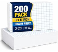 1InTheOffice Index Cards 3 x 5 Graph Ruled White, Assorted 200/Pack