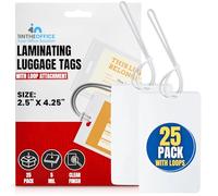 1InTheOffice Laminating Luggage Tags with Loops, Laminating Pouches 5 Mil, Luggage Tag Pouches, 2 1/2" x 4 1/4", 25 Pack