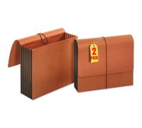 1InTheOffice Legal Size Extra Wide Expansion Wallet - 5 1/4" Expansion with Flap and Cord Closure, Redrope, 2 Pack