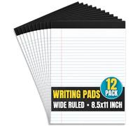 1InTheOffice Note Pads 8.5 x 11, Wide-Ruled Letter Size Writing Pads, White 50 Sheets per Notepads, 12 Pack