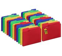 1InTheOffice Plastic Heavyweight File Folders, 3-Tab, Letter Size, Assorted, 24/Pack
