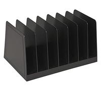 1InTheOffice Vertical Desktop File Organizer, 7Compartment Plastic File Sorter, Black File Organizer, 4-3/4" H x 8-3/4" W x 5-1/2" D