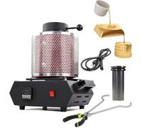 1KG/2KG/3KG Electric Gold Melting Furnace, Digital Metal Smelter, 1150℃/2102℉, Gold Silver Copper Aluminum Casting Kit With Crucible, Gloves & Tongs(2KG)