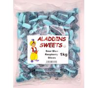 1kg Bag Sour Blue Raspberry Slices - Halal - Aladdin Sweets gummy, chewy sweets. Bulk buy, Sweet Carts, Party Favors, Weddings