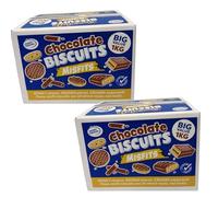 1kg Each Assorted Chocolate Biscuits Box - Mixed Shapes & Coated Biscuit Selection for Snacking & Sharing (Pack of two)