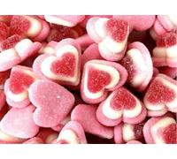 1kg Sugared Strawberries & Cream Triple Hearts Candy Pick & Mix Sweets Resealable Pouch Share Bag