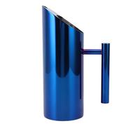 1L 304 Stainless Steel Water Pitcher, Straight Body Spill Proof Spout for Cocktails Flower Tea Cold Brew Silver Durable Kitchen Beverage Server (Blue)