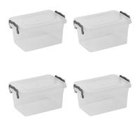 URBNLIVING Kitchen Food Locking Safe Storage Boxes with Lids Handles Clip Plastic Clear Small Medium Large Size Strong 1L Box Pack of4 Container Multi Purpose Use