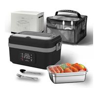 1L Battery Powered Heated Lunch Box, Cordless Electric Lunch Box, with Tableware, Timer and Reservation, 8000Mah Battery, 6-Level Temperature Adjustment, for Work Use 10