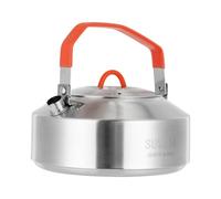 1L Camping Whistling Kettle, Portable Durable Travel Teapot, Stainless Steel, Foldable Handles, Silver, for Gas Stove, Electric Stove and Campfire