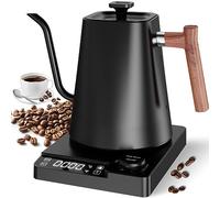 1L Electric Gooseneck Kettle, Coffee & Teapot with Digital Display- Stainless Steel, Real-Time Temperature Control Kettle Hot Water Boiler, Quick Heating for Home, Office