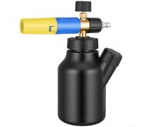 1L Foam Sprayer for High Pressure Washers with Rotating Nozzle to Switch Between Wide Coverage and Targeted Foam Application (Yellow Blue)