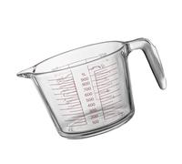 1L Glass Measuring Jug | 1 litres Heavy Duty Easy to Read Measurements Heat Kitchen Baking Restaurant Hot Microwave with Handle for Women Clear (White, 15x11cm)
