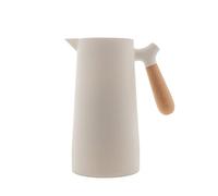 1L Insulated Coffee Carafe - Double-Wall Vacuum Flask for Hot & Cold Drinks Leakproof Thermal Bottle with Wooden Handle - Perfect for Coffee & Beverages (Black)