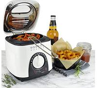 1l Mini Deep Fryer Easy Clean Basket With Removable Handle & Viewing Window Compact Design Ideal For Frying Kitchen Fat Fish Chips - Adjustable Temperature Control Knob