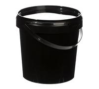 1L Plastic Bucket Pail + Handle & Lid - Heavy Duty ¦ Food Grade BPA Free ¦ Multi-use Fermentation Feed Dry Food Liquid Chemicals Hydroponics Storage Container BLACK