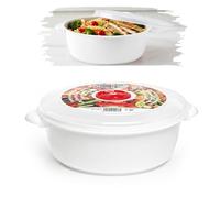 1L Plastic Freezer Microwave Pot Food Storage Container Tub with Ventilated Lid Heating Food, Steam Release Vent, Kitchen Air-tight Food Storage Box (White)