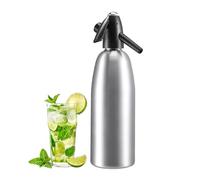 1L Portable Aluminum Sparkling Water Maker, Home Soda Syphon for DIY Carbonated Soda Water, Siphon Bottle Kit for Refreshing Seltzer, Cocktails, Juices and Fizzy Drinks (Silver)